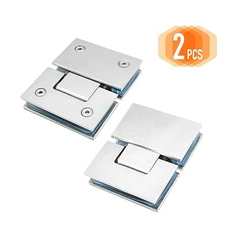Charnières De Porte De Douche En Verre À 180 Degrés - Très Résistantes En Acier Inoxydable 304 Poli - Chrome Poli Pour Porte De Douche En Verre (1/5)
