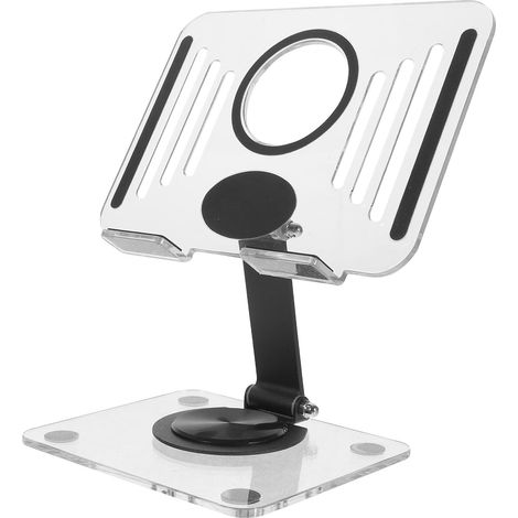 Support de Bureau Transparent pour Téléphone et Tablette Réglable et Pliable Base Métallique Alliage Aluminium Rotation Accessoire Portable et Compact pour Smartphone et Tablette (1/5)