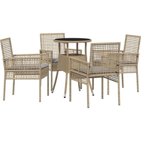 Ensemble de salle à manger pour jardin 5 pcs,Salon de jardin Beige Poly rotin CFW97498 (1/5)