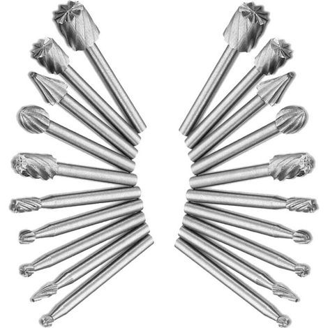 20pcs 3.1mm Queue Rape Rotative en Acier à Grande Vitesse à bois et plastique Pour Dremel Rotatif Outil Utilisé Pour Fine Sculpture Sur Bois,Plastique,Fraises Rotatives (1/5)