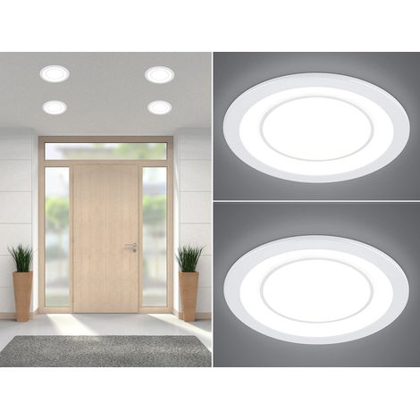 Runde LED Deckeneinbaustrahler 2er Set in Weiß matt Ø 14,8cm (1/5)