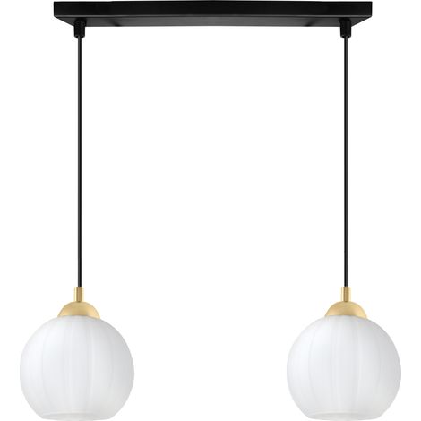 Lampada a sospensione Costa nera e oro, 2 lampade, sfera bianca, E27 (1/5)