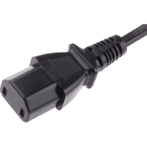 Rs Pro – Câble d'alimentation noir 2m – Connecteur C17 CEI vers bipolaire – 250V 10A – PVC pour usage professionnel