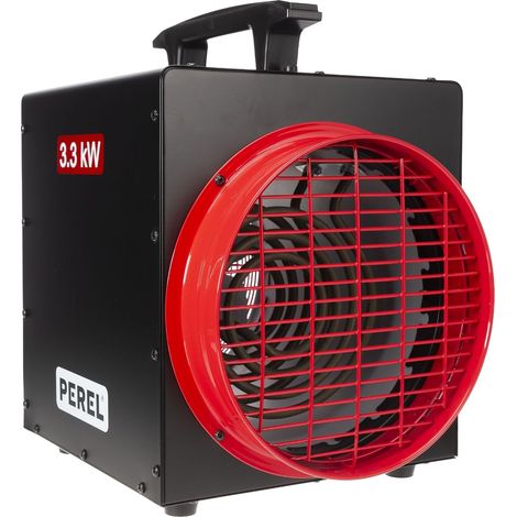 Perel Chauffage soufflant électrique IH0004N 3300W avec thermostat et fonction refroidissement, protection IP24 contre la surchauffe, compact et portable pour atelier, garage ou abri