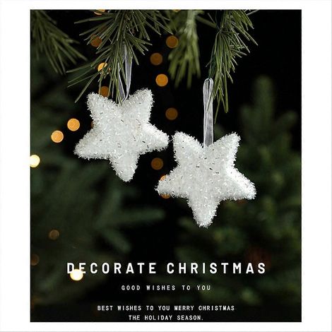 Weiße Schaumstoff-Weihnachtsdekorationen zum Aufhängen für Weihnachtsbäume. (1/5)