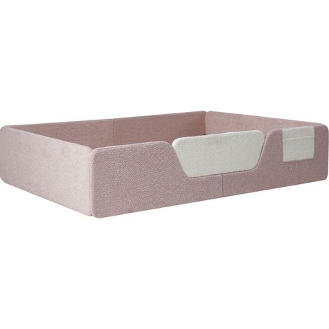 Letto imbottito per bambini 140 x 190 cm in velluto rosa, sponde di sicurezza rimovibili (1/5)