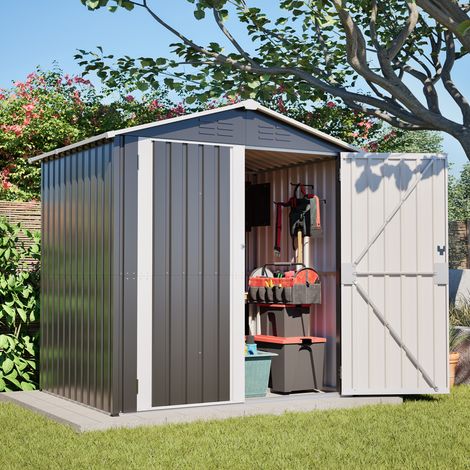 Abri de jardin en métal 2.23 m² - 185x142x185cm - Résistant aux intempéries - Fondation métallique - Porte verrouillable - Évents (1/5)