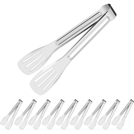 10 Stück Küchenzangen, 7 Zoll Servierzangen Edelstahl Salatzangen zum Kochen in der Küche, Grillen, Braten, Buffet, Salat, Grillen (1/5)