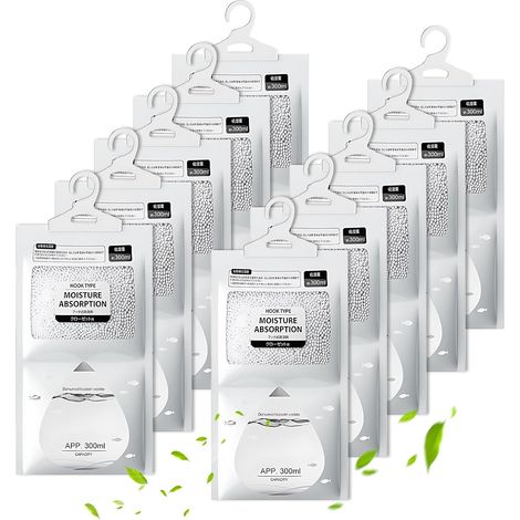 10 Pièces Sac de Déshumidification, Sachets Déshumidificateurs D’armoire, Capacité 300 ml, Convient pour les Problèmes D’humidité dans les Chambres à Coucher et les Salles de Bain (1/5)