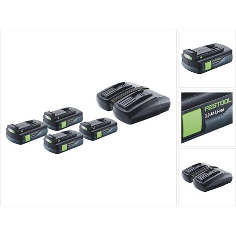 Festool Energie Set 4x BP 18 Li 3,0 C Akku 18 V 3,0 Ah / 3000 mAh Li-Ion ( 4x 577658 ) + TCL 6 DUO Doppel Ladegerät ( 577017 )