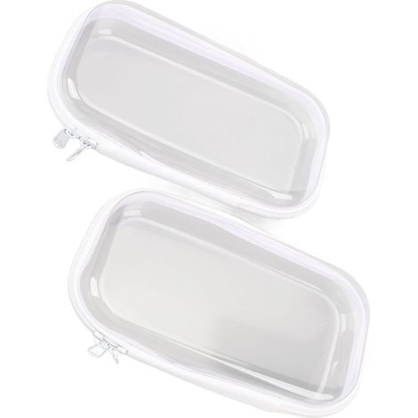 Lot de 2 pochettes transparentes rigides à fermeture éclair, anti-poussière, pour ranger maquillage et cosmétiques ou jouets. (1/5)