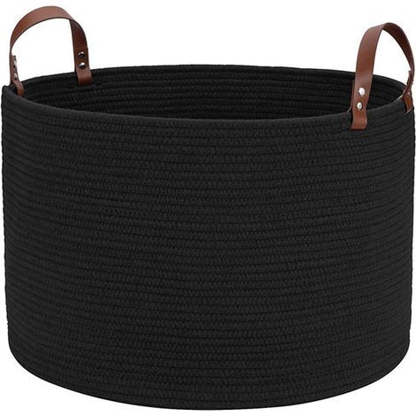 1 panier de rangement, en corde de coton, 55x35 cm, pour linge couvertures oreillers, salle de bain chambre salon (1/5)