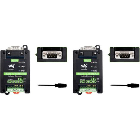 Convertisseur série Waveshare RS232 vers RS485/422 actif numérique isolé, multifonctionnel, pratique et doté d'une interface mâle (x2). (1/5)