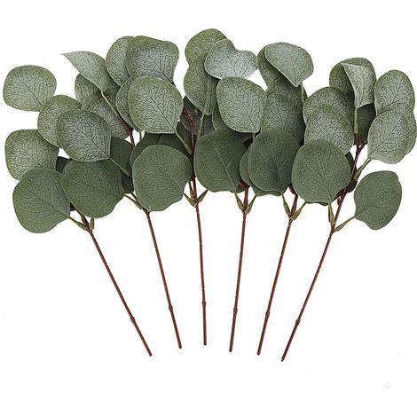 6 branches d’eucalyptus artificielles vertes, décoration mariage et maison (1/5)