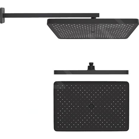 kielle Vega - Douche de tête, 36x24 cm, 1 jet, bras de douche 43 cm, noir mat 20118SE4