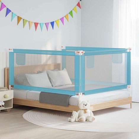 Barrière de lit enfant anti-chute en tissu et métal bleu 180 x 25 cm - PANGIVO (1/5)