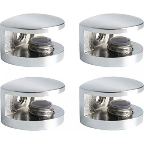 Glass Shelf Bracket, Adjustable and Adaptable Shelf Support, 6-8 mm Thickness for Bathroom, Screw Wall Mount, Polished Chrome Finish Made of Zinc Alloy, 4 Pack (1/5)
