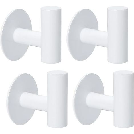 Crochet Adhesif Mural, 4 Pièces Accroche Serviette Salle de Bain, Porte Manteau Mural Sans Percage, Crochet Autocollant en Acier Inoxydable, Crochet Mural Blanc pour Chambre