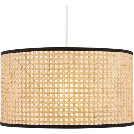 Litecraft Grace Light Shade Rattan Easy Fit Cylinder Ceiling Lampshade - Natural