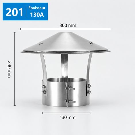 Chapeau de cheminée anti-pluie en acier inoxydable pour conduit 130 130 30 × 30 × 7 cm 800 g – Livraison gratuite