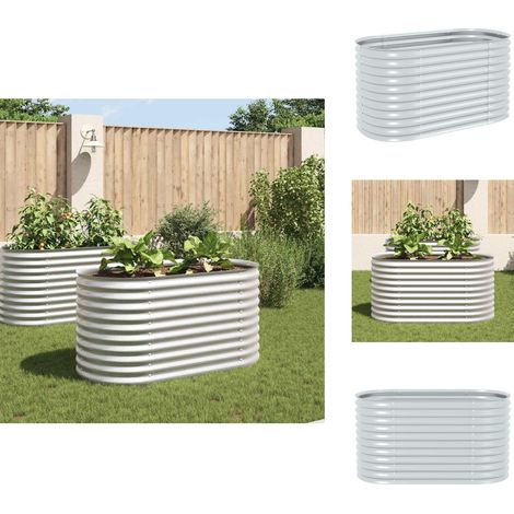 Garten-Hochbeet 160x80x81 cm Verzinkter Stahl Silbern - Gartenhochbeet - Pflanzgefäß - Stahlteich - Balkonbepflanzung - Terrasse (1/5)