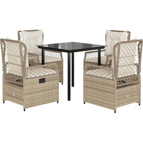 Maison Exclusive - Set comedor de jardín 5 pzas con cojines ratán (1/5)