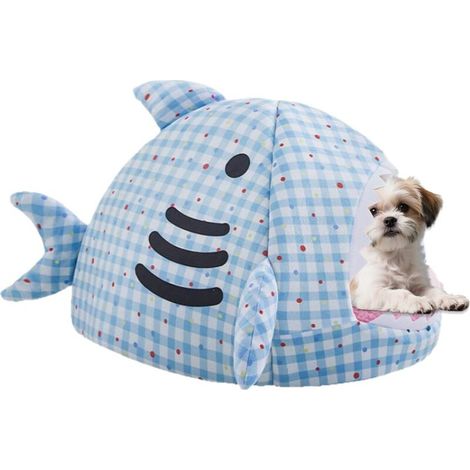 Lit Réchauffant Chat,Nid Douillet en Forme de Requin Panier