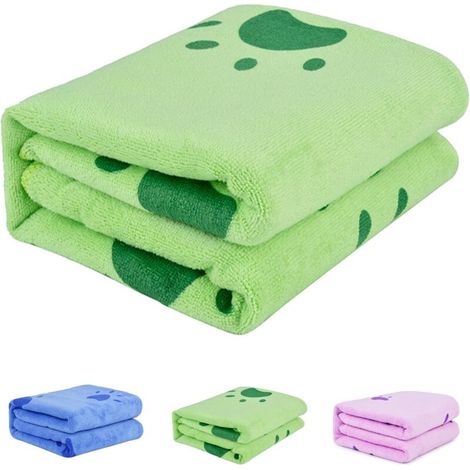 Serviette pour chien (vert), serviette pour chien à séchage rapide en microfibre, serviette de séchage pour chien, serviette pour chien super absorbante (pour chiens et chiots)