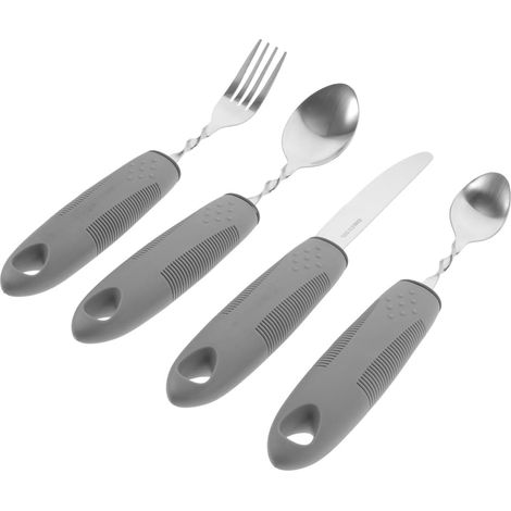 Set de Couverts Anti-tremblement 1 Set en Acier Inoxydable et Plastique Repas Quotidiens, pour Personnes Âgées et Handicapées, Entretien Facile, Format Portable (1/5)