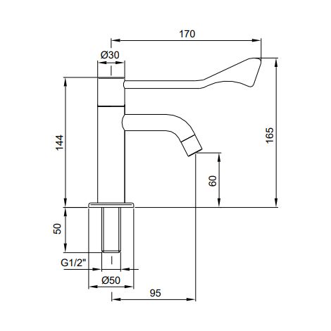 Idral 02150 Minimal-Waschtischarmatur mit klinischem Hebel Verchromt - Messing (1/2)