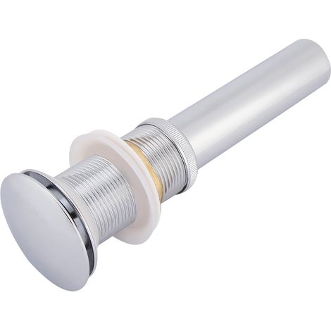 Ensemble de vidange escamotable pour lavabo de salle de bain en laiton G1 1/4" sans trop-plein (chrome argenté) (1/5)