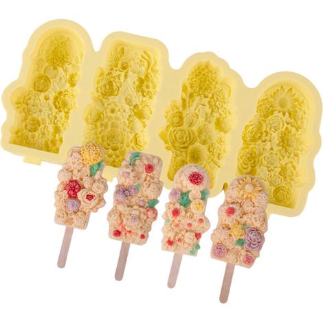 Moules à glace en Silicone flexibles, pour enfants et-Jaune (1/5)