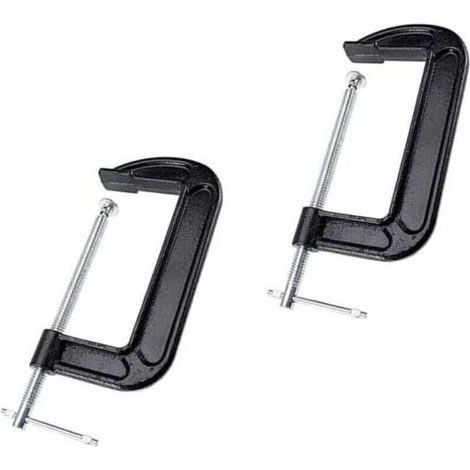 Set of 2 heavy-duty G-clamps, 6-inch jaw opening, for woodworking, welding, and automotive repair (1/4)