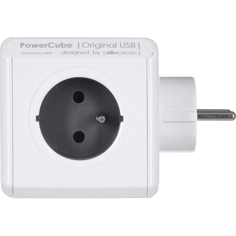 Allocacoc PowerCube Original Type E Interior 5salidas AC Gris Base múltiple - Bases múltiples (Interior, 5 Salidas AC, Tipo E (FR), Gris, CE, 16 A)