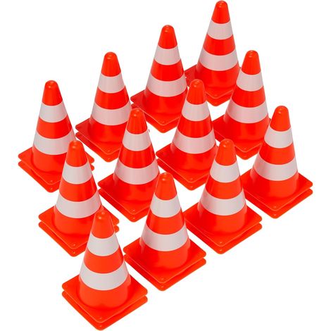 24 Cônes de Signalisation, Plot, Cônes Circulation (23cm) - Cônes de Sécurité avec Bandes Réfléchissantes - Sport, Football, Jeux Enfants, Entrainement de Chien
