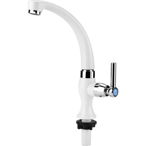 Robinet de Cuisine, Robinet Simple Eau Froide Robinet d'évier de Cuisine à Levier Unique Mitigeur Cuisine Robinetterie en ABS Durable Raccord fileté G1/2 (1/4)