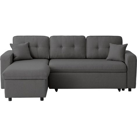 Canapé d'Angle Convertible "Pete" 220cm Gris Foncé (1/5)
