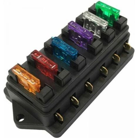 6-Way Fuse Block with Circuit Blade Fuse Block for Car Engine - Includes 6 standard fuses to protect your vehicle's electrical circuits. (1/4)