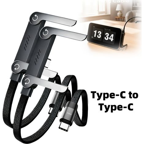 Câble de charge avec support, 2 câbles de données USB-C vers USB-C à charge rapide de 240 W (1/5)