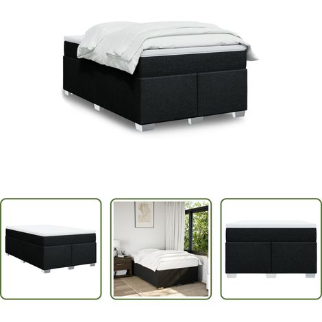 vidaXL Surmatelas - Sommier à lattes de lit avec matelas Noir 120x200 cm Tissu (1/5)