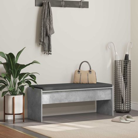 Flurbank mit Kissen Beton Grau 103 x 38 x 40 cm