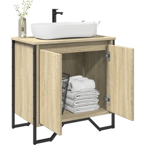 Waschbeckenunterschrank Sonoma-Eiche 60x35x60 cm Holzwerkstoff