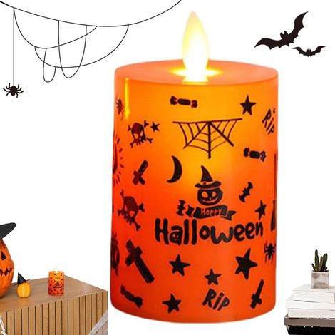 Bougie lumineuse d'Halloween à piles, sans fil, effet flamme simulée (1/5)