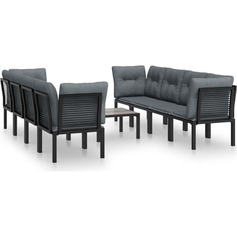 Maison Exclusive - 9-tlg. Garten-Lounge-Set Schwarz und Grau Poly