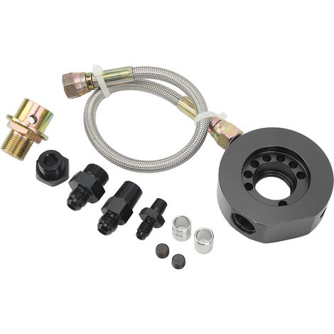 Kit de conversion VTEC 11 pièces comprenant un adaptateur de plaque sandwich pour filtre à huile, en aluminium noir, pour Acura LS B18 B20 (1/5)