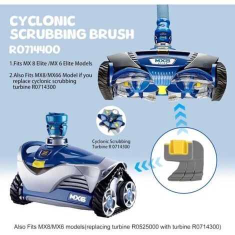 NALOOKAMIC 2 Chenilles de Pneus R0526100, 2 Roulements de Moteur R0527000, 4 Brosses à Récurer Centrifuges pour récurer Le Sol R0714400, Pièces de Rechange pour Robot Nettoyeur Piscine Zodiac Mx6 Mx8