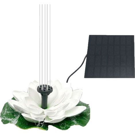 Fuente solar Lotus con bomba de 1,5 W, ideal para baños de pájaros, decoración de estanques y fuentes de agua (blanca). (1/4)