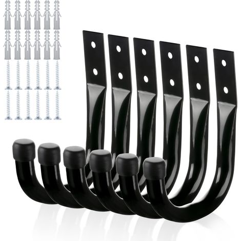 Ganchos de pared para garaje - Paquete de 9 ganchos en forma de J resistentes (paquete de 12) (1/5)