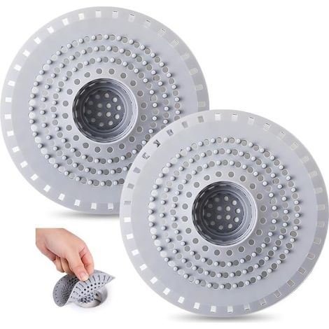 2 Pièces Attrape Cheveux Baignoire Silicone,Filtre Douche Cheveux Ronde,Filtre Evier Salle de Bain Universel,Grille Lavabo Cuisine Ronde,Protection Evier Anti Bouchage,Shower Drain Hair Catcher (1/5)