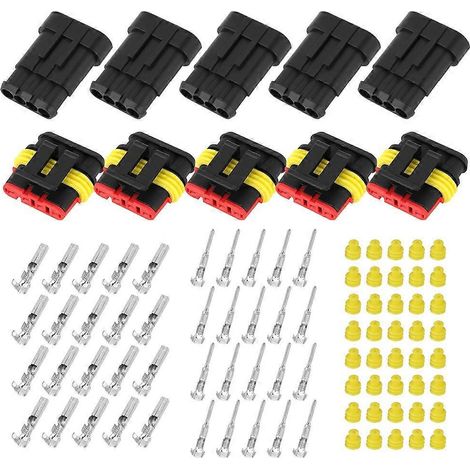 5er-Set 4-polige, abgedichtete, wasserdichte elektrische Kabelstecker für Auto